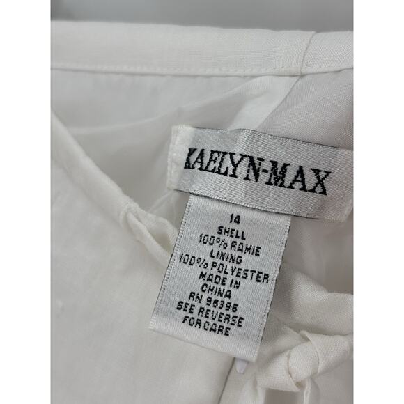 Kaelyn Max Vintage Pants Womens 14 White Canvas Sheer Floral Butterfly Cropped - Picture 6 of 16